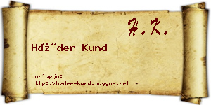 Héder Kund névjegykártya